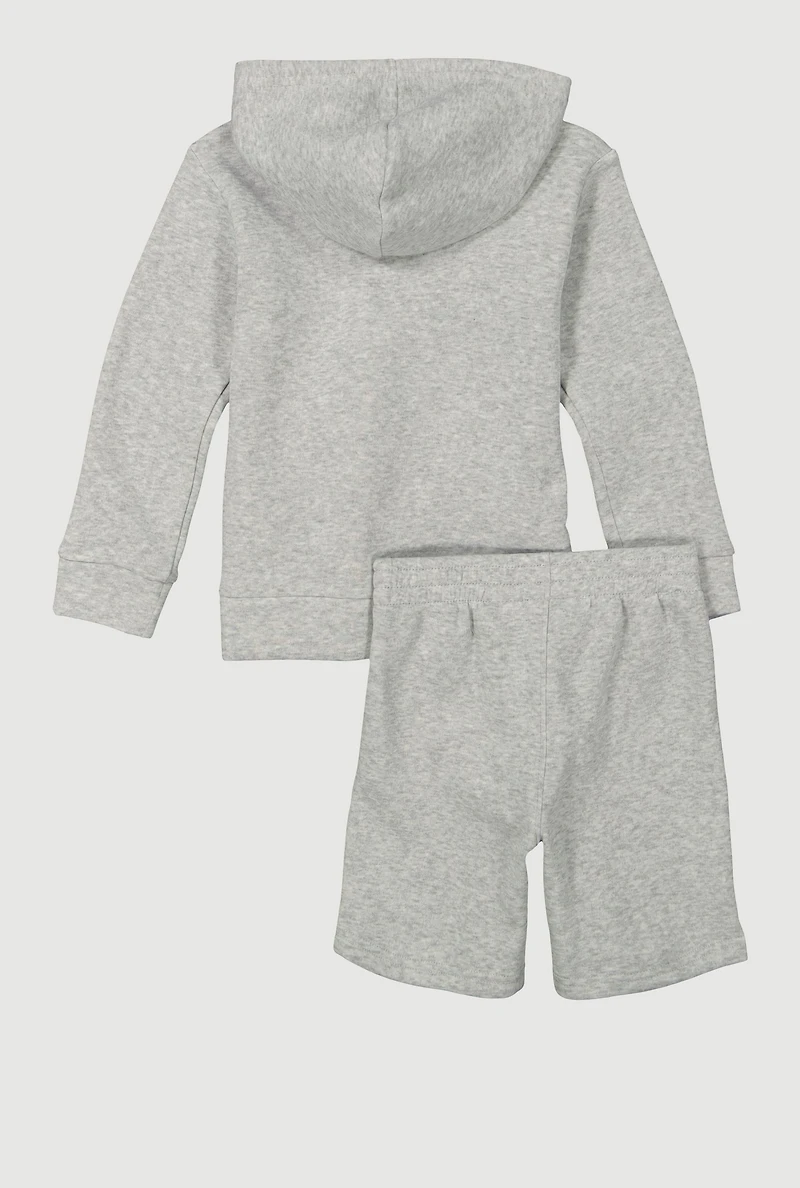 Little Boys Puma Marled Hooded Sweatshirt and Sweatshorts, Grey, Size 6