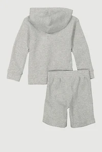 Little Boys Puma Marled Hooded Sweatshirt and Sweatshorts, Grey, Size 6