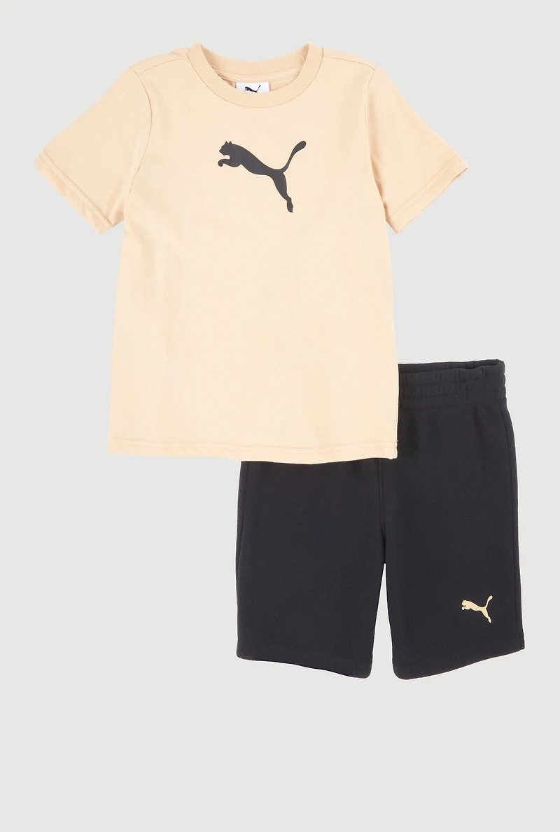 Little Boys Puma Graphic Tee and Shorts, Multi, Size 5