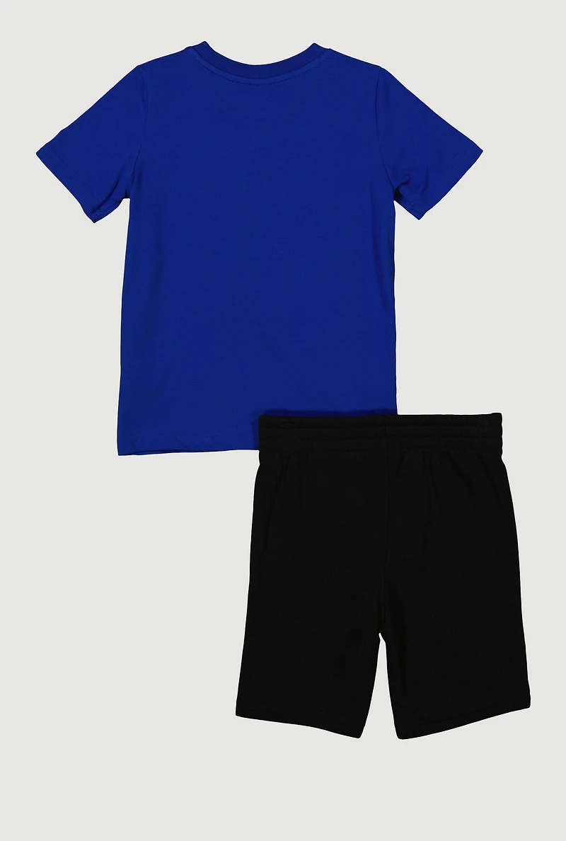 Little Boys Puma Print Graphic Tee and Shorts, Blue, Size 6