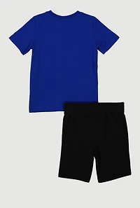 Little Boys Puma Print Graphic Tee and Shorts, Blue, Size 6