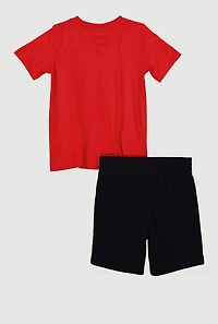 Little Boys Puma Print Tee and Shorts, Red,