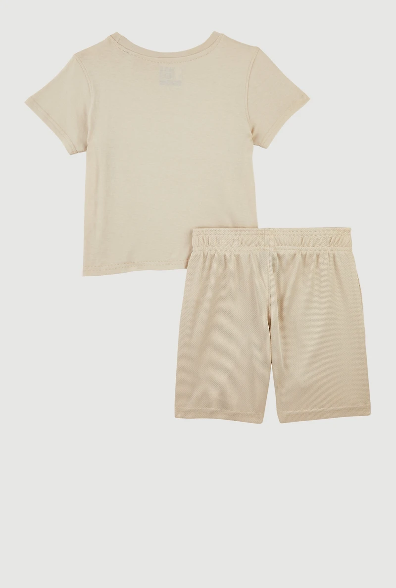 Little Boys NBA Graphic T Shirt and Shorts Set, Beige,