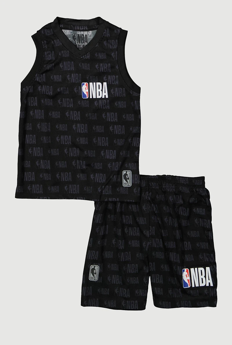 Little Boys NBA Logo Tank Top and Shorts, Black, Size 5-6