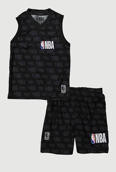 Little Boys NBA Logo Tank Top and Shorts, Black, Size 5-6