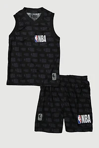 Little Boys NBA Logo Tank Top and Shorts, Black, Size 5-6