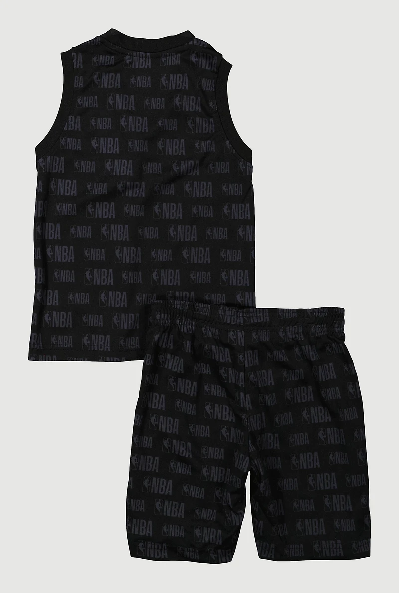 Little Boys NBA Logo Tank Top and Shorts, Black, Size 5-6