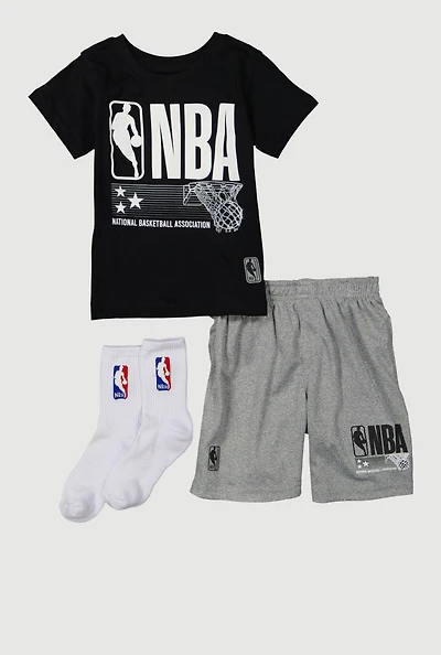 Little Boys NBA Graphic Tee and Shorts Set, Black, Size 4