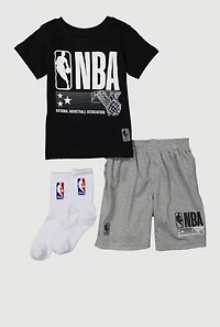 Little Boys NBA Graphic Tee and Shorts Set, Black, Size 4