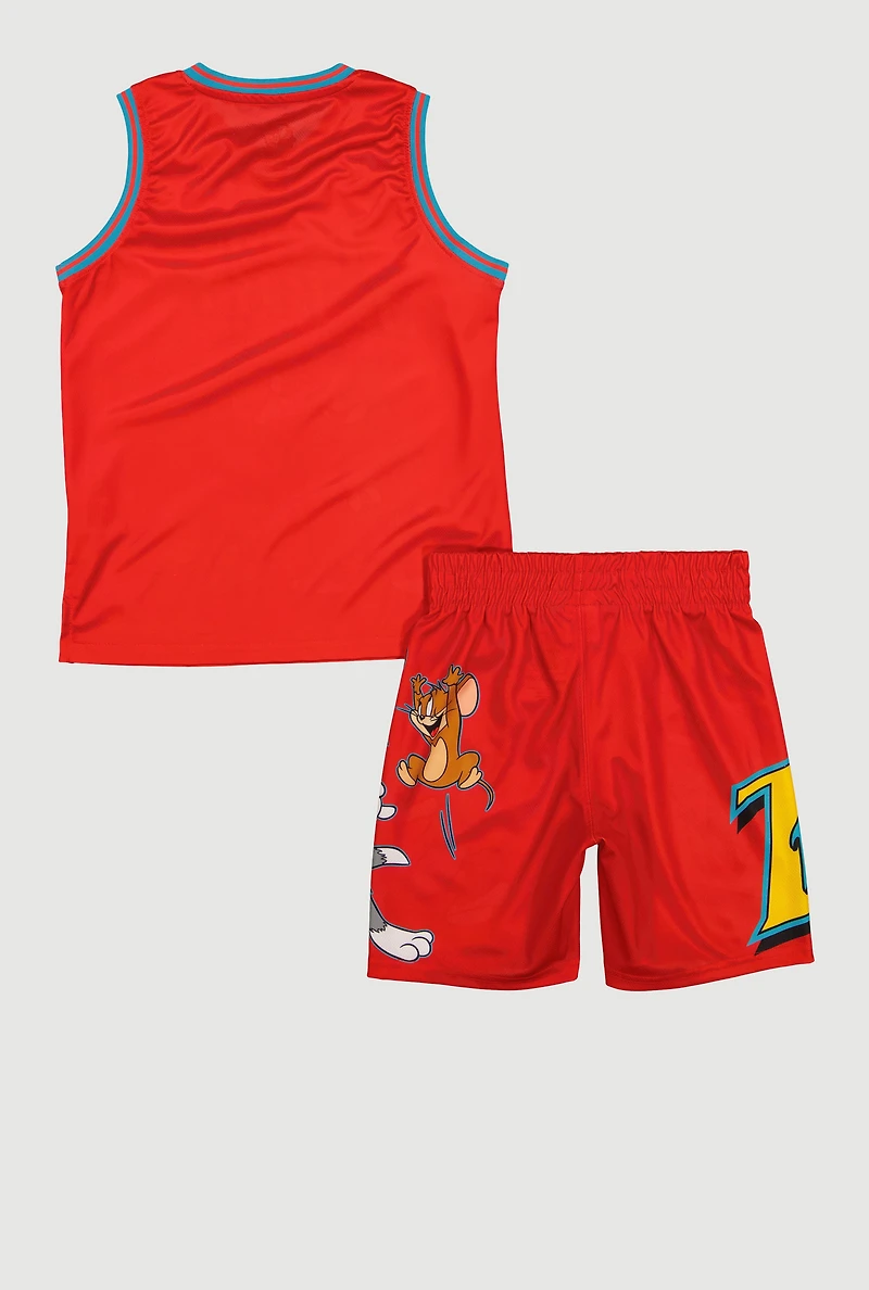 Boys Tom and Jerry Basketball Jersey Shorts Set