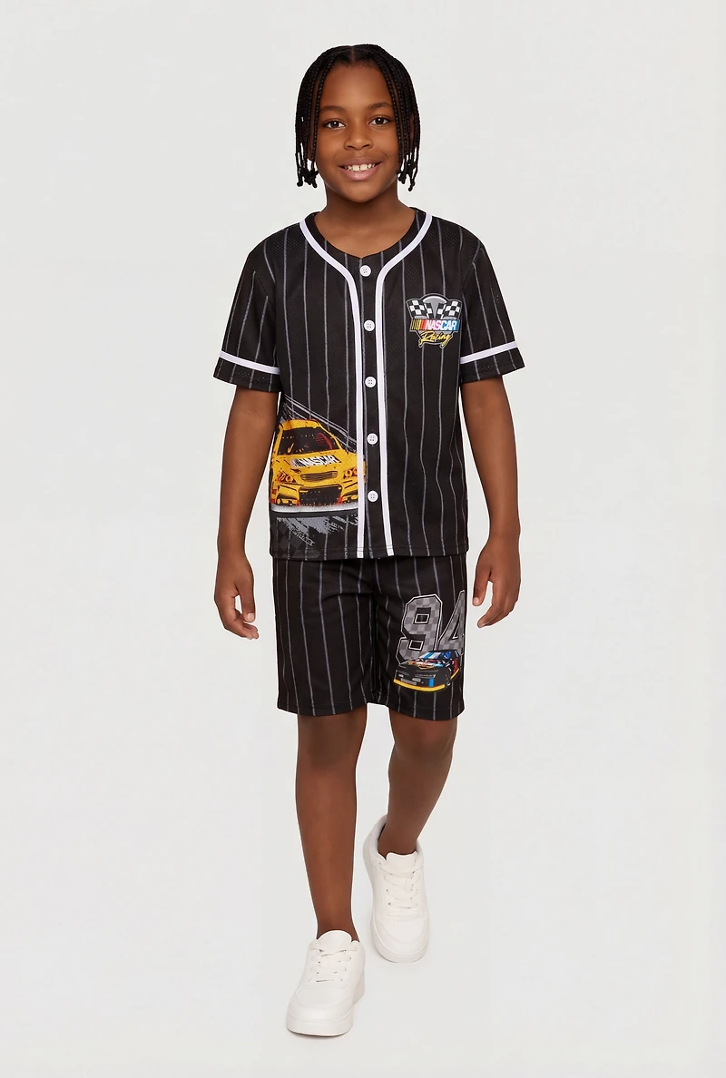 Boys Nascar Racing Baseball Jersey and Shorts Set