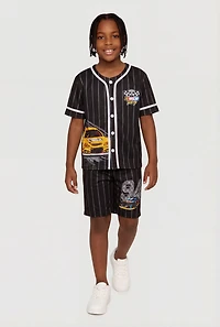Boys Nascar Racing Baseball Jersey and Shorts Set