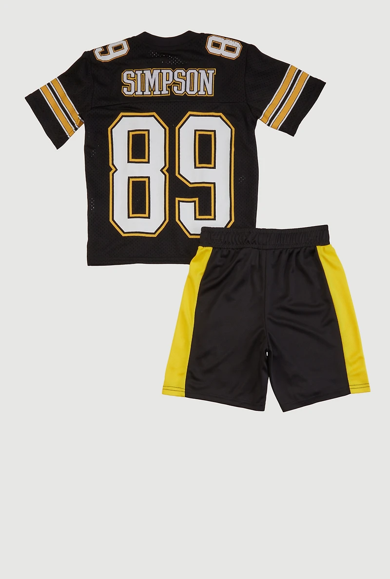 Boys Bart Simpson 89 Graphic Mesh Football Jersey and Shorts