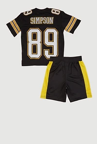Boys Bart Simpson 89 Graphic Mesh Football Jersey and Shorts