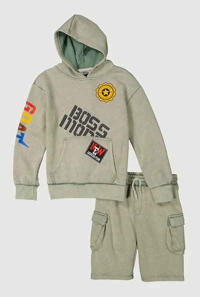 Boys GOAT Graphic Hooded Sweatshirt and Shorts