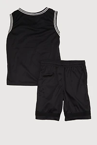 Boys Legends Live Forever Jersey and Shorts with Hat, Black, Size 14-16