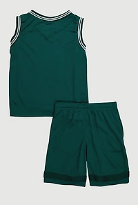 Boys Legends Live Forever Jersey and Shorts with Hat, Green, Size 10-12