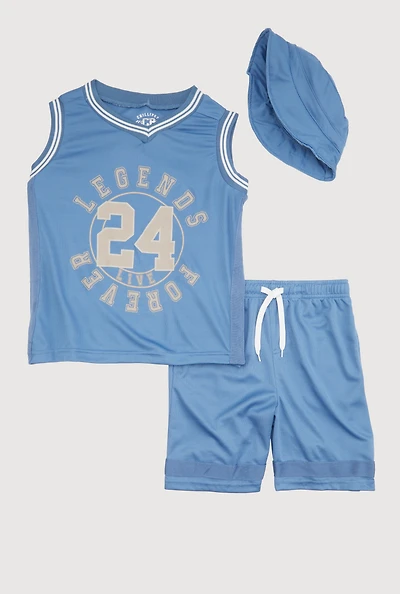 Boys Legends Live Forever Jersey and Shorts with Hat, 10-12