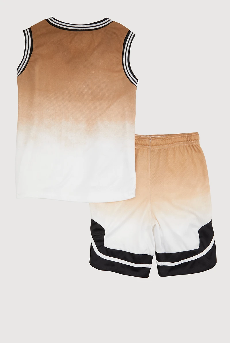 Boys Ombre GOAT Graphic Tank Top and Shorts with Hat, Multi, Size 10-12