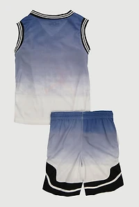 Boys Ombre GOAT Graphic Tank Top and Shorts with Hat, Multi,