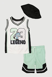 Boys 23 Legend Basketball Jersey and Shorts with Hat, Multi, Size 8