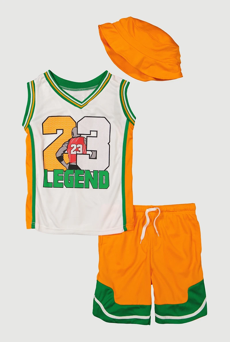 Boys 23 Legend Basketball Jersey and Shorts with Hat