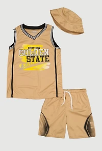 Boys Everything Graphic Mesh Jersey and Shorts with Hat