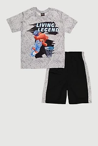 Boys Living Legend Bear Tee and Shorts, Grey,