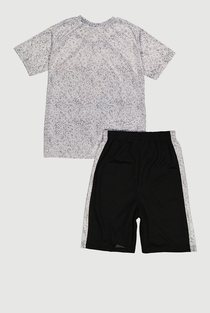 Boys Living Legend Bear Tee and Shorts, Grey, Size 16-18