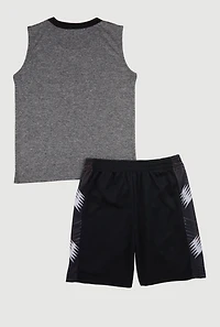 Boys The Hype Is Real Graphic Tee and Jersey Mesh Shorts, Grey,