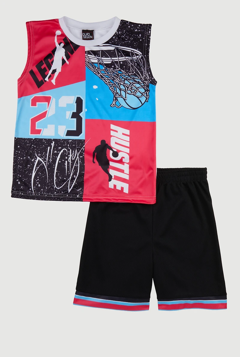 Boys Legend Hustle 23 Muscle Tee and Shorts