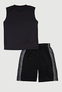 Boys Legends Graphic Muscle Tee and Shorts, Black, Size 16-18