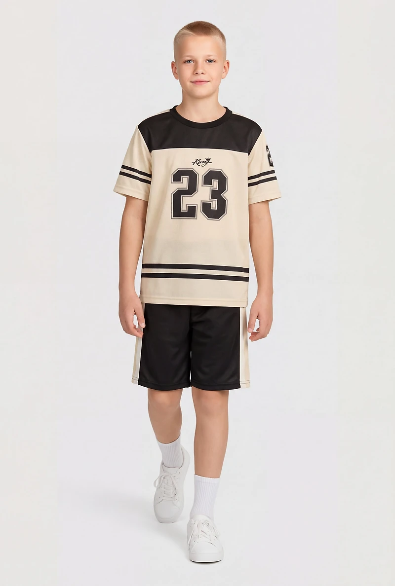 Boys Varsity Stripe King 23 Graphic Tee and Shorts