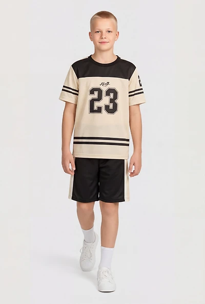 Boys Varsity Stripe King 23 Graphic Tee and Shorts