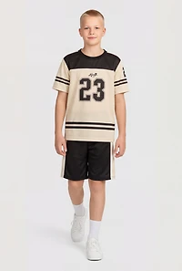 Boys Varsity Stripe King 23 Graphic Tee and Shorts