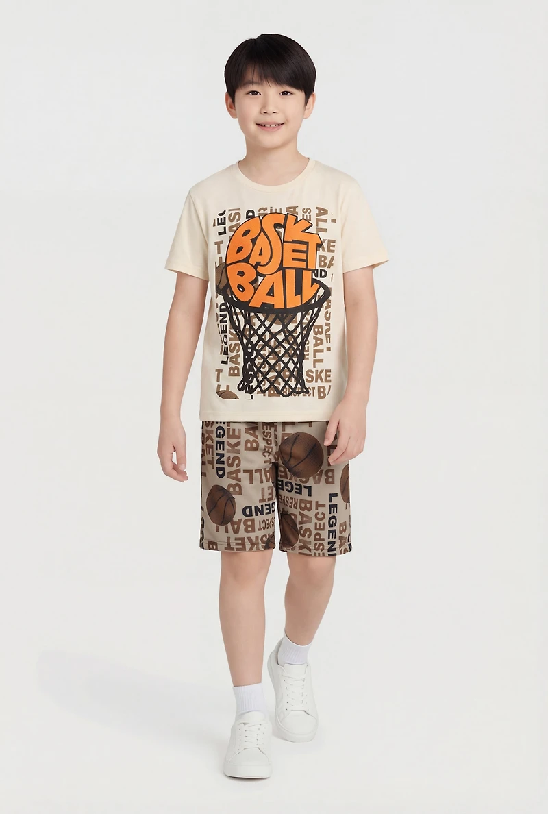 Boys Basketball Graphic Tee and Shorts