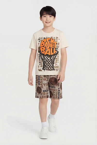 Boys Basketball Graphic Tee and Shorts