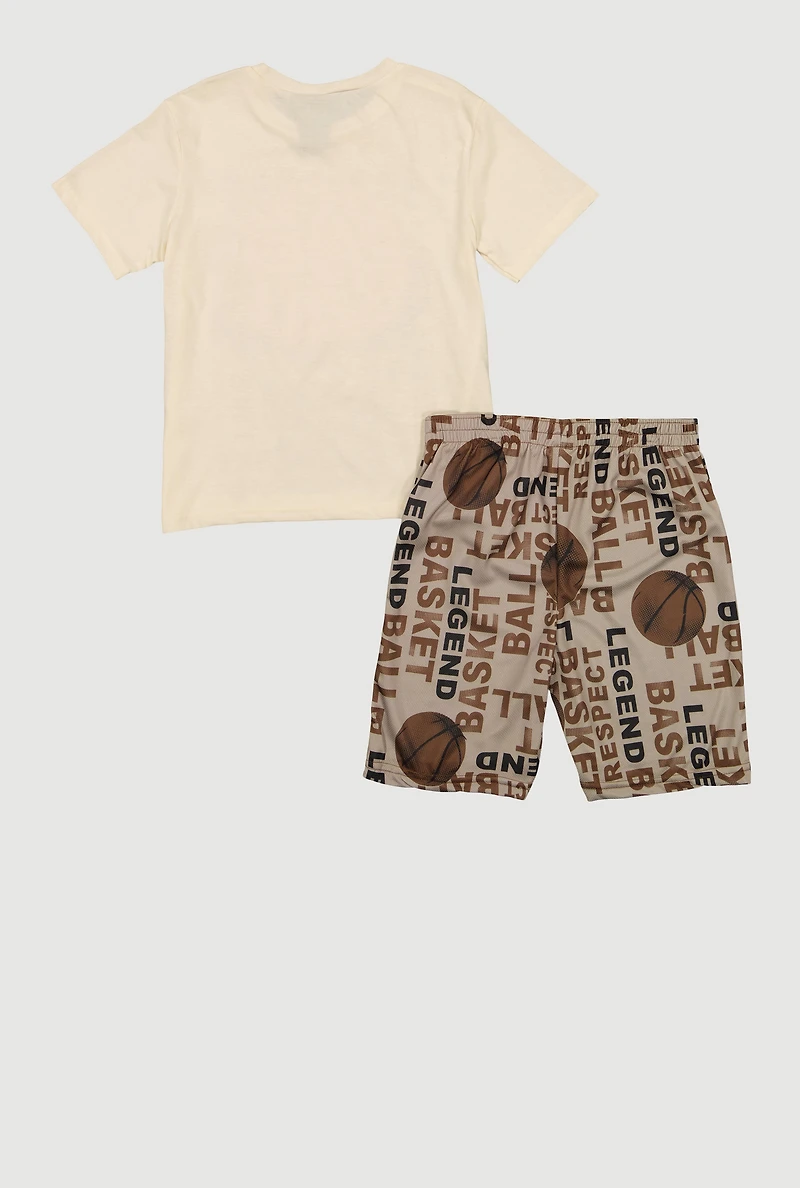 Boys Basketball Graphic Tee and Shorts