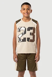 Boys 23 Basketball Jersey Mesh Top and Shorts