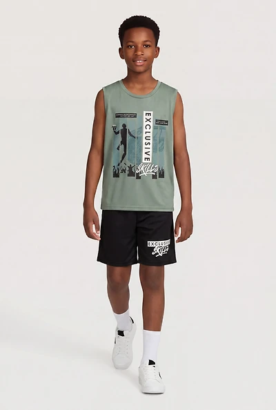 Boys Exclusive Skills Graphic Tank Top and Jersey Mesh Shorts
