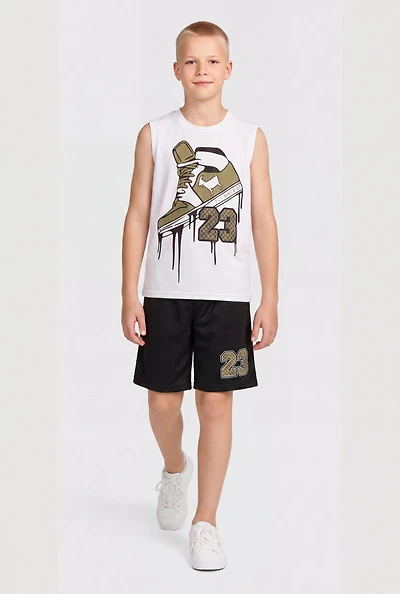 Boys Fly Since 23 Graphic Tank Top and Jersey Mesh Shorts