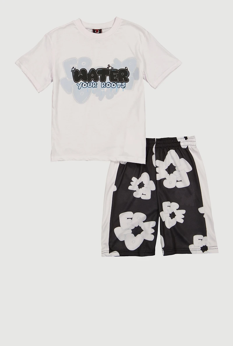 Boys Water Your Roots Graphic Tee and Shorts