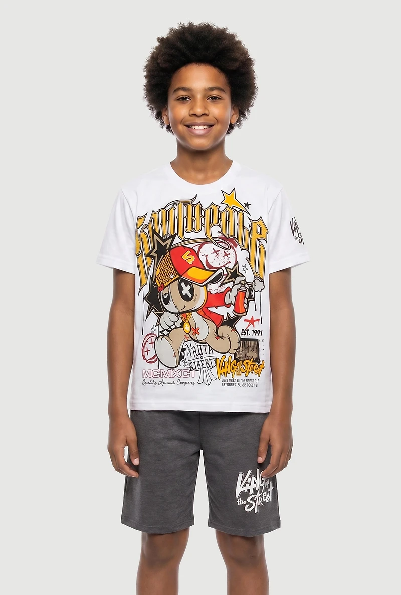 Boys Graffiti Bear Tee and Sweatshorts