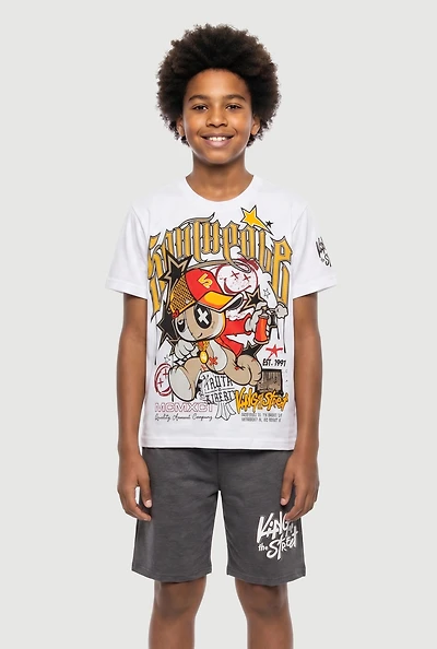 Boys Graffiti Bear Tee and Sweatshorts