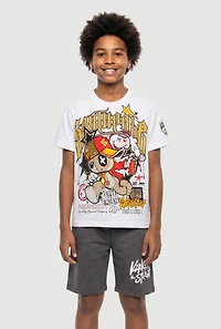 Boys Graffiti Bear Tee and Sweatshorts