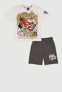 Boys Graffiti Bear Tee and Sweatshorts