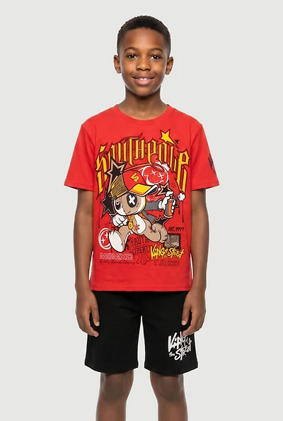 Boys Graffiti Bear Tee and Sweatshorts