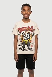 Boys Paradise Bear Graphic Tee and Shorts