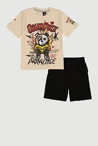 Boys Paradise Bear Graphic Tee and Shorts