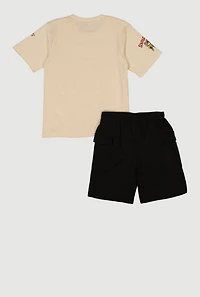 Boys Paradise Bear Graphic Tee and Shorts